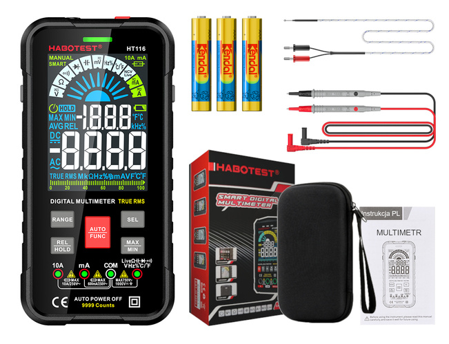 Multimetr True RMS NCV + funkcja latarki HT116