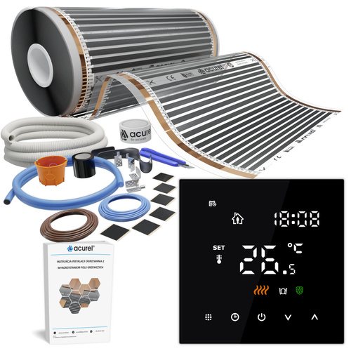 Folia grzewcza AC-305TL szer. 50cm 80W/m² z termostatem AC-TE200B - Zestaw 11m²