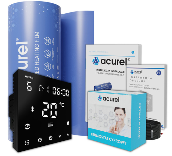 Folia grzewcza Acurel AC310P 14m² szer. 100cm 220W/m² z termostatem pokojowym AD146C