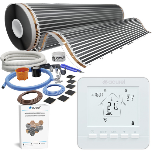 Folia grzewcza AC-310TL szer. 100cm 80W/m² z termostatem AD112A - Zestaw 18m²