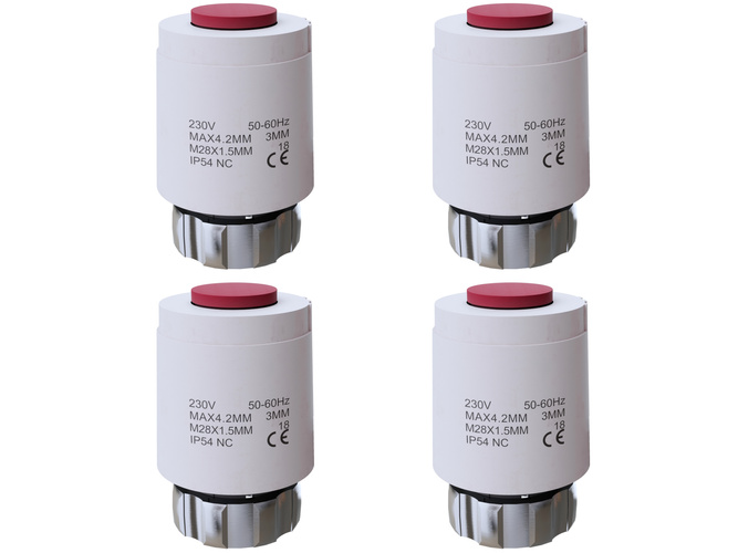 Siłownik termoelektryczny 230V NC M28x1.5 - 4 sztuki