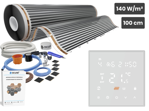 Folia grzewcza AC-310TM szer. 100cm 140W/m² z termostatem AC-TE200W - Zestaw 22m²