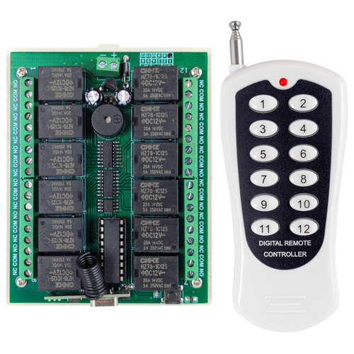 Zestaw: Radiolinia 12-kanałowa (AC-RL12) + 2x Pilot 12-kanałowy 433 MHz