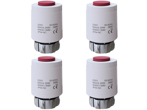 Siłownik termoelektryczny termiczny 230V NC M30x1.5 - 4 sztuki