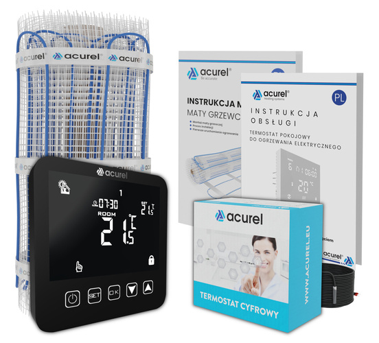 Mata grzewcza Acurel FT-MAT 11m² szer. 50cm 160W/m² z termostatem pokojowym AD121C