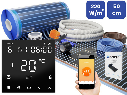 Folia grzewcza Acurel AC305T 4m² szer. 50cm 220W/m² z termostatem WiFi AD122C