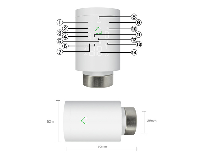 Głowica termostatyczna AD138-ZIGBEE + Baterie