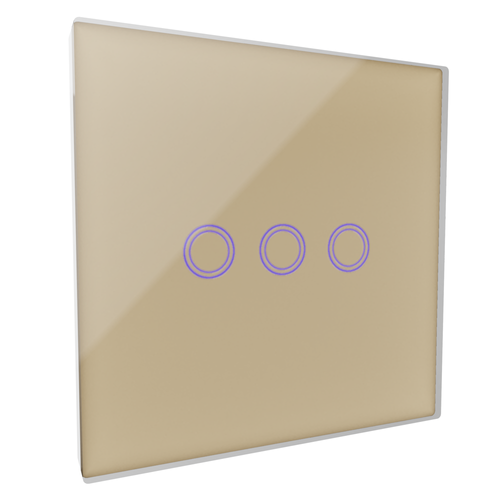 Dotykowy włącznik światła szklany potrójny złoty z pilotem