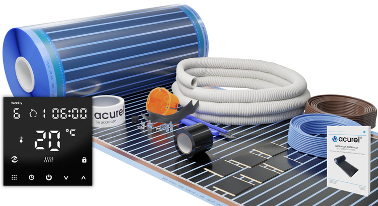 Folia grzewcza Acurel AC305T 19m² szer. 50cm 140W/m² z termostatem pokojowym AD146C