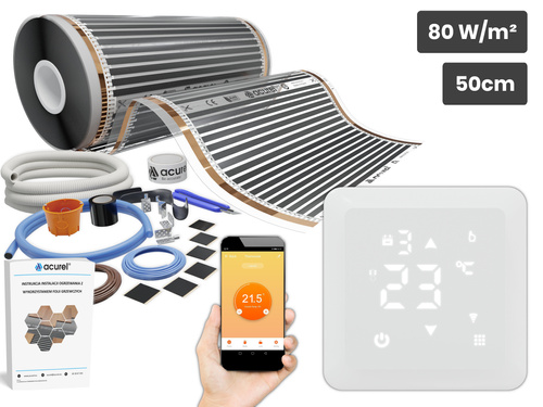 Folia grzewcza AC-305TL szer. 50cm 80W/m² z termostatem AD137 WIFI - Zestaw 13m²