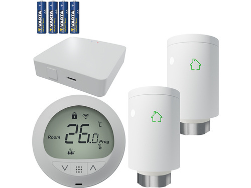 Głowica x2 + Centralka sterująca głowicą + bramka WiFi + baterie Varta