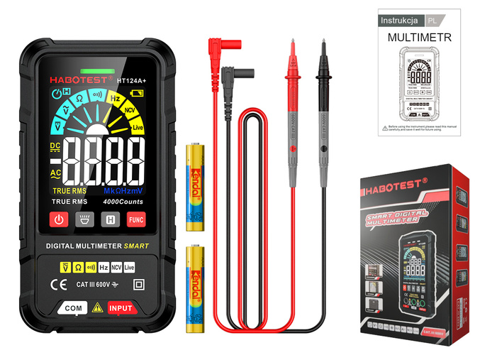 Multimetr True RMS NCV + funkcja latarki HT124A+