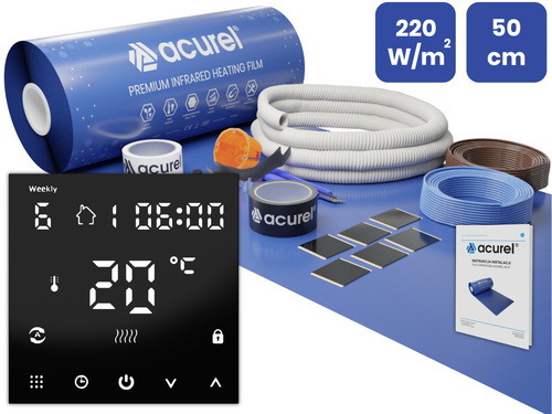 Folia grzewcza Acurel AC305P 13m² szer. 50cm 220W/m² z termostatem pokojowym AD146C