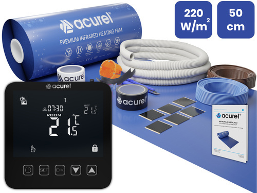Folia grzewcza Acurel AC305P 9m² szer. 50cm 220W/m² z termostatem pokojowym AD121C