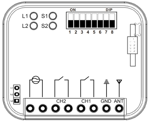 Odbiornik sterownik uniwersalny 2 kanałowy 300-868MHz - 12-30V DC