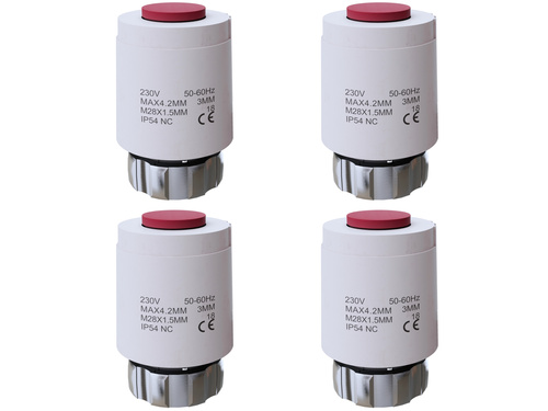 Siłownik termoelektryczny 230V NC M28x1.5 - 4 sztuki