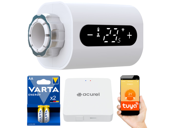 Zestaw Smart Home – 2x Głowica termostatyczna Zigbee + Bramka Zigbee + Baterie