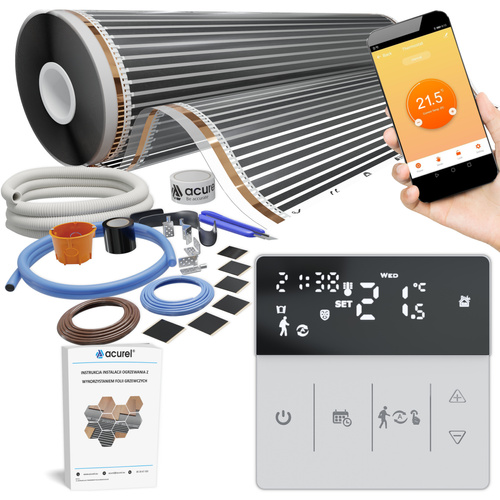 Folia grzewcza AC-310TM szer. 100cm 140W/m² z termostatem AD139C WIFI - Zestaw 8m²