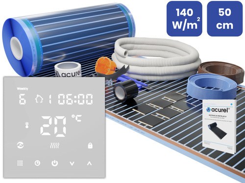Folia grzewcza Acurel AC305T 9m² szer. 50cm 140W/m² z termostatem  pokojowym AD146