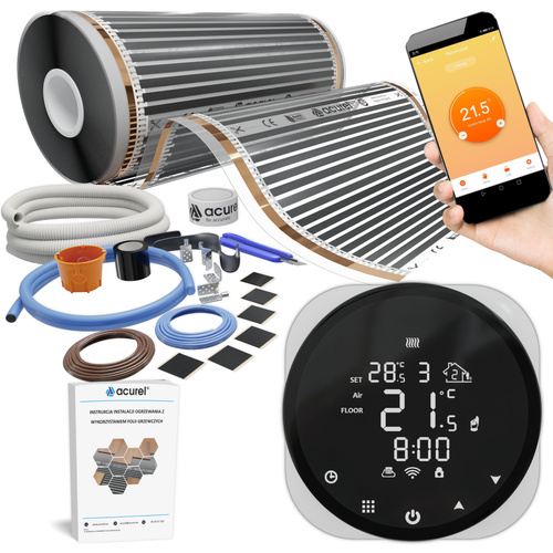 Folia grzewcza AC-305TL szer. 50cm 80W/m² z termostatem AD136 WIFI - Zestaw 7m²