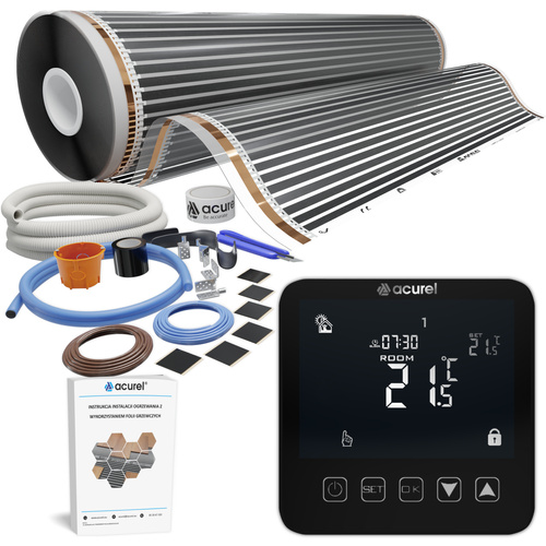 Folia grzewcza AC-310TM szer. 100cm 140W/m² z termostatem AD121C - Zestaw 19m²