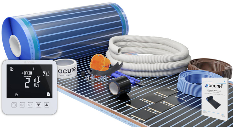 Folia grzewcza Acurel AC305T 8m² szer. 50cm 140W/m² z termostatem pokojowym AD121