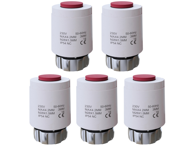 Siłownik termoelektryczny 230V NC M28x1.5 - 5 sztuk