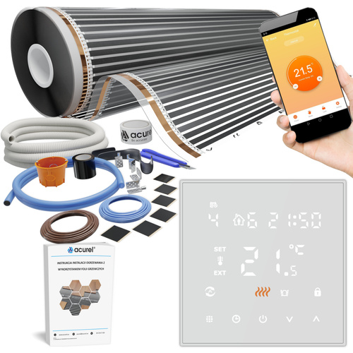 Folia grzewcza AC-310TM szer. 100cm 140W/m² z termostatem AC-TE200W-WIFI - Zestaw 13m²