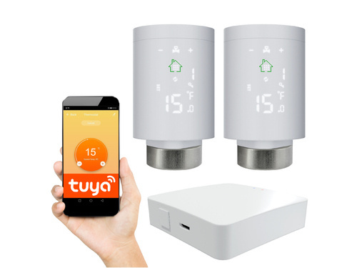 Kompletny zestaw Zigbee: 2x Głowica Termostatyczna + Gateway ZIGBEE + zasilanie