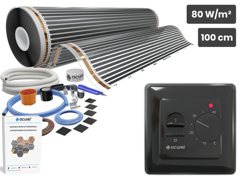 Folia grzewcza AC-310TL szer. 100cm 80W/m² z termostatem AD132B - Zestaw 25m²