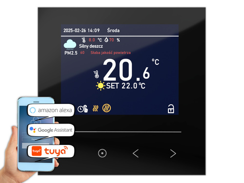 Termostat elektroniczny programowalny z polskim menu AC-TE002B-WIFI POLSKIE MENU