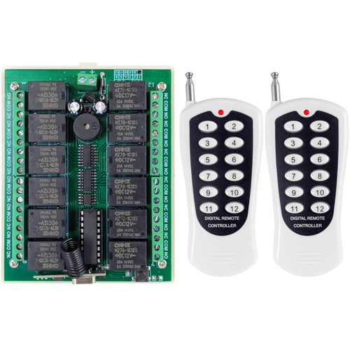 Zestaw: Radiolinia 12-kanałowa (AC-RL12) + 2x Pilot 12-kanałowy 433 MHz
