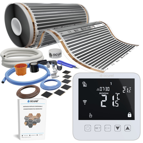 Folia grzewcza AC-305TM szer. 50cm 140W/m² z termostatem AD121 - Zestaw 21m²