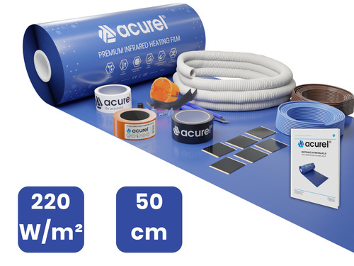 Folia grzewcza Acurel AC305P 8m² szer. 50cm 220W/m²  + akcesoria montażowe