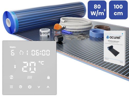 Folia grzewcza Acurel AC310T 10m² szer. 100cm 80W/m² z termostatem  pokojowym AD146
