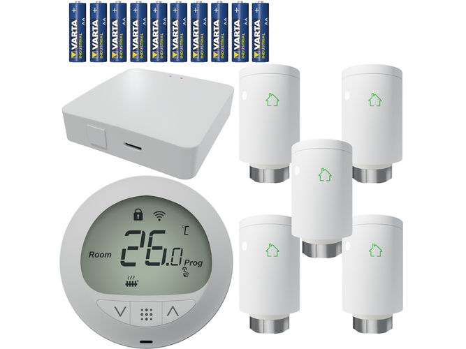 Głowica x5 + Centralka sterująca głowicą + bramka WiFi + baterie Varta