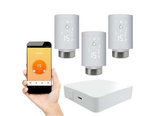 Kompletny zestaw Zigbee: 3x Głowica Termostatyczna + Gateway ZIGBEE + zasilanie