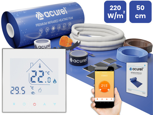 Folia grzewcza Acurel AC305P 9m² szer. 50cm 220W/m² z termostatem WiFi AD134