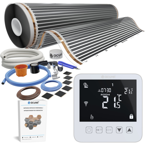 Folia grzewcza AC-310TL szer. 100cm 80W/m² z termostatem AD121 - Zestaw 22m²