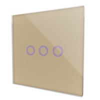 Dotykowy włącznik światła szklany potrójny złoty z pilotem