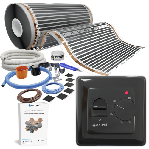 Folia grzewcza AC-305TM szer. 50cm 140W/m² z termostatem AD132B - Zestaw 1m²