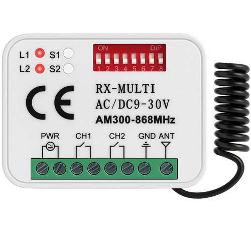 Odbiornik sterownik uniwersalny 2 kanałowy 300-868MHz - 12-30V DC
