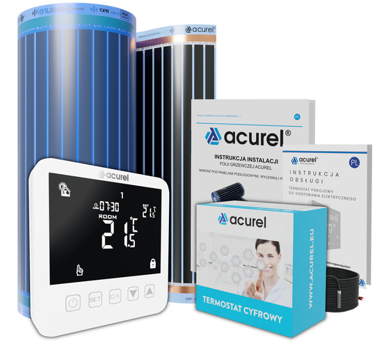 Folia grzewcza Acurel AC310T 17m² szer. 100cm 140W/m² z termostatem pokojowym AD121