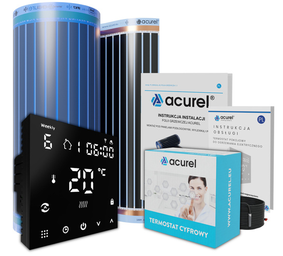 Folia grzewcza Acurel AC310T 36m² szer. 100cm 80W/m² z termostatem WiFi AD122C
