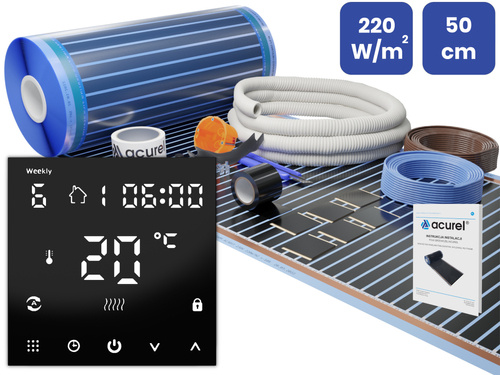 Folia grzewcza Acurel AC305T 1m² szer. 50cm 220W/m² z termostatem  pokojowym AD146C